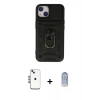 MARSİLYAN™- iPhone 14 Kılıf Ahenk Klasik - Siyah Joko Magic 5D Cam + Mavi Shine Kamera Lens