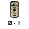 MARSİLYAN™- iPhone 14 Kılıf Ahenk Klasik - Siyah Joko Magic 5D Cam + PVD Metal Kamera Lens - PE