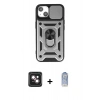 MARSİLYAN™- iPhone 14 Kılıf Ahenk Klasik - Siyah Joko Magic 5D Cam + PVD Metal Kamera Lens - PE