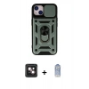 MARSİLYAN™- iPhone 14 Kılıf Ahenk Klasik - Siyah Joko Magic 5D Cam + PVD Metal Kamera Lens - PE