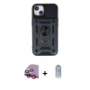 MARSİLYAN™- iPhone 14 Kılıf Ahenk Klasik - Siyah Joko Magic 5D Cam + Raze Metal Kamera Lens - KI