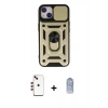 MARSİLYAN™- iPhone 14 Kılıf Ahenk Klasik - Siyah Joko Magic 5D Cam + Shine Kamera Lens - KI