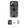 MARSİLYAN™- iPhone 14 Kılıf Ahenk Klasik - Siyah Joko Magic 5D Cam + PVD Metal Kamera Lens - YL