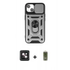 MARSİLYAN™- iPhone 14 Kılıf Ahenk Klasik - Siyah Joko Magic 5D Hayalet Cam + PVD Metal Kamera Lens - PE