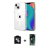MARSİLYAN™- iPhone 14 Kılıf Ahenk Minimal Serisi - Şeffaf 360 Full Body Arka Koruyucu + PVD Metal Kamera Lens - MI