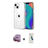 MARSİLYAN™- iPhone 14 Kılıf Ahenk Minimal Serisi - Şeffaf Pasifik Cam Ekran Koruyucu + Raze Metal Kamera Lens - KI