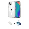 MARSİLYAN™- iPhone 14 Kılıf Ahenk Minimal Serisi - Siyah 3D Antistatik Cam Ekran Koruyucu + Diamond Kamera Lens - KI