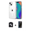 MARSİLYAN™- iPhone 14 Kılıf Ahenk Minimal Serisi - Siyah 3D Antistatik Hayalet Cam Ekran Koruyucu + PVD Metal Kamera Lens - MI