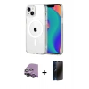 MARSİLYAN™- iPhone 14 Kılıf Ahenk Minimal Serisi - Siyah 3D Antistatik Hayalet Cam Ekran Koruyucu + Raze Metal Kamera Lens - GS