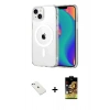 MARSİLYAN™- iPhone 14 Kılıf Ahenk Minimal Serisi - Siyah Buffer Cam Ekran Koruyucu + Diamond Kamera Lens - SABE