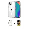 MARSİLYAN™- iPhone 14 Kılıf Ahenk Minimal Serisi - Siyah Buffer Cam Ekran Koruyucu + Shine Kamera Lens - GI