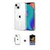 MARSİLYAN™- iPhone 14 Kılıf Ahenk Minimal Serisi - Siyah Buffer Hayalet Cam Ekran Koruyucu + Gökkuşağı Shine Kamera Lens