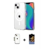MARSİLYAN™- iPhone 14 Kılıf Ahenk Minimal Serisi - Siyah Buffer Hayalet Cam Ekran Koruyucu + Gold Shine Kamera Lens