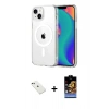 MARSİLYAN™- iPhone 14 Kılıf Ahenk Minimal Serisi - Siyah Buffer Hayalet Cam Ekran Koruyucu + Diamond Kamera Lens - YL