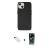 MARSİLYAN™- iPhone 14 Kılıf Ahenk Serisi - Şeffaf 360 Full Body Arka Koruyucu + Diamond Kamera Lens - YL