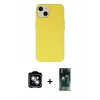 MARSİLYAN™- iPhone 14 Kılıf Ahenk Serisi - Şeffaf 360 Full Body Arka Koruyucu + PVD Metal Kamera Lens - GS