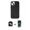 MARSİLYAN™- iPhone 14 Kılıf Ahenk Serisi - Şeffaf 360 Full Body Arka Koruyucu + PVD Metal Kamera Lens - GS