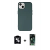 MARSİLYAN™- iPhone 14 Kılıf Ahenk Serisi - Şeffaf 360 Full Body Arka Koruyucu + PVD Metal Kamera Lens - GS
