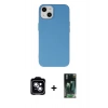 MARSİLYAN™- iPhone 14 Kılıf Ahenk Serisi - Şeffaf 360 Full Body Arka Koruyucu + PVD Metal Kamera Lens - MI