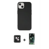 MARSİLYAN™- iPhone 14 Kılıf Ahenk Serisi - Şeffaf 360 Full Body Arka Koruyucu + PVD Metal Kamera Lens - PE