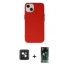 MARSİLYAN™- iPhone 14 Kılıf Ahenk Serisi - Şeffaf 360 Full Body Arka Koruyucu + PVD Metal Kamera Lens - PE