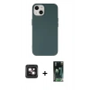 MARSİLYAN™- iPhone 14 Kılıf Ahenk Serisi - Şeffaf 360 Full Body Arka Koruyucu + PVD Metal Kamera Lens - PE
