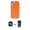MARSİLYAN™- iPhone 14 Kılıf Ahenk Serisi - Şeffaf 360 Full Body Arka Koruyucu + PVD Metal Kamera Lens - TU