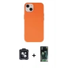 MARSİLYAN™- iPhone 14 Kılıf Ahenk Serisi - Şeffaf 360 Full Body Arka Koruyucu + PVD Metal Kamera Lens - SH