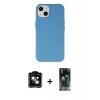 MARSİLYAN™- iPhone 14 Kılıf Ahenk Serisi - Şeffaf 360 Full Body Arka Koruyucu + PVD Metal Kamera Lens - TU