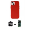 MARSİLYAN™- iPhone 14 Kılıf Ahenk Serisi - Şeffaf 360 Full Body Arka Koruyucu + PVD Metal Kamera Lens - TU