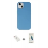 MARSİLYAN™- iPhone 14 Kılıf Ahenk Serisi - Şeffaf Pasifik Cam Ekran Koruyucu + Diamond Kamera Lens - KI