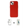 MARSİLYAN™- iPhone 14 Kılıf Ahenk Serisi - Şeffaf Pasifik Cam Ekran Koruyucu + Shine Kamera Lens - GS