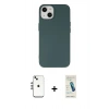MARSİLYAN™- iPhone 14 Kılıf Ahenk Serisi - Şeffaf Pasifik Cam Ekran Koruyucu + Shine Kamera Lens - GS