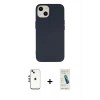 MARSİLYAN™- iPhone 14 Kılıf Ahenk Serisi - Şeffaf Pasifik Cam Ekran Koruyucu + Shine Kamera Lens - GS