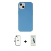 MARSİLYAN™- iPhone 14 Kılıf Ahenk Serisi - Şeffaf Pasifik Cam Ekran Koruyucu + Shine Kamera Lens - GS