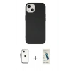 MARSİLYAN™- iPhone 14 Kılıf Ahenk Serisi - Şeffaf Pasifik Cam Ekran Koruyucu + Shine Kamera Lens - GS