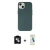 MARSİLYAN™- iPhone 14 Kılıf Ahenk Serisi - Şeffaf Pasifik Cam Ekran Koruyucu + PVD Metal Kamera Lens - GS