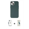 MARSİLYAN™- iPhone 14 Kılıf Ahenk Serisi - Şeffaf Pasifik Cam Ekran Koruyucu + Shine Kamera Lens - MI