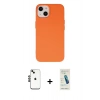 MARSİLYAN™- iPhone 14 Kılıf Ahenk Serisi - Şeffaf Pasifik Cam Ekran Koruyucu + Shine Kamera Lens - SH