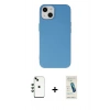 MARSİLYAN™- iPhone 14 Kılıf Ahenk Serisi - Şeffaf Pasifik Cam Ekran Koruyucu + Shine Kamera Lens - YL