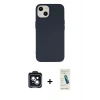 MARSİLYAN™- iPhone 14 Kılıf Ahenk Serisi - Şeffaf Pasifik Cam Ekran Koruyucu + PVD Metal Kamera Lens - SH