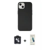 MARSİLYAN™- iPhone 14 Kılıf Ahenk Serisi - Şeffaf Pasifik Cam Ekran Koruyucu + PVD Metal Kamera Lens - SH