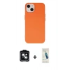 MARSİLYAN™- iPhone 14 Kılıf Ahenk Serisi - Şeffaf Pasifik Cam Ekran Koruyucu + PVD Metal Kamera Lens - YL