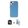 MARSİLYAN™- iPhone 14 Kılıf Ahenk Serisi - Şeffaf Royal Nano Ekran Koruyucu + PVD Metal Kamera Lens - MI