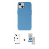 MARSİLYAN™- iPhone 14 Kılıf Ahenk Serisi - Şeffaf Royal Nano Ekran Koruyucu + Shine Kamera Lens - GD