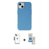 MARSİLYAN™- iPhone 14 Kılıf Ahenk Serisi - Şeffaf Royal Nano Ekran Koruyucu + Shine Kamera Lens - SH