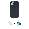 MARSİLYAN™- iPhone 14 Kılıf Ahenk Serisi - Siyah 3D Antistatik Cam Ekran Koruyucu + Diamond Kamera Lens - PE