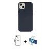 MARSİLYAN™- iPhone 14 Kılıf Ahenk Serisi - Siyah 3D Antistatik Cam Ekran Koruyucu + Shine Kamera Lens - GD
