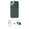 MARSİLYAN™- iPhone 14 Kılıf Ahenk Serisi - Siyah 3D Antistatik Cam Ekran Koruyucu + Shine Kamera Lens - GS