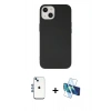 MARSİLYAN™- iPhone 14 Kılıf Ahenk Serisi - Siyah 3D Antistatik Cam Ekran Koruyucu + Shine Kamera Lens - MI